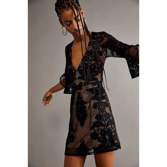 New FREE PEOPLE For Love & Lemons Temecula Mini Dress $248 X-SMALL Black - Picture 5 of 9